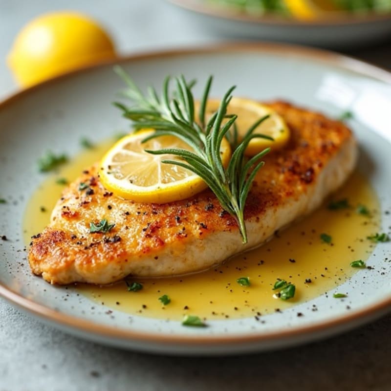 Herb-Crusted Pan Seared Chicken with Lemon Garlic Sauce