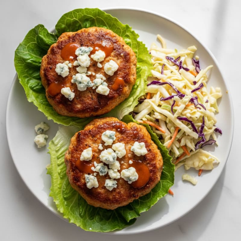 Buffalo Blue Cheese Burger with Tangy Slaw