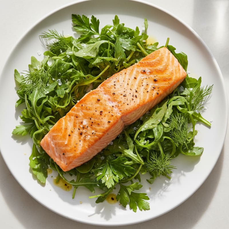 Golden Pan-Seared Salmon with Zesty Herb Salad
