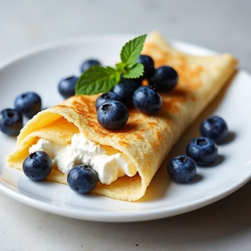 Healthy Gluten-Free Crepes with Fresh Blueberries