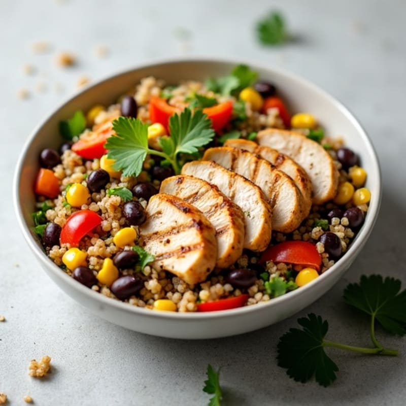 Fresh Quinoa Black Bean Salad with Grilled Chicken