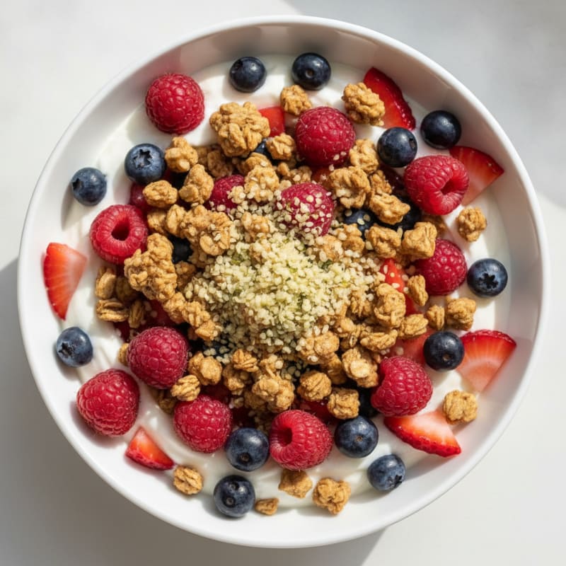 Greek Yogurt Parfait with Protein Granola and Mixed Berries