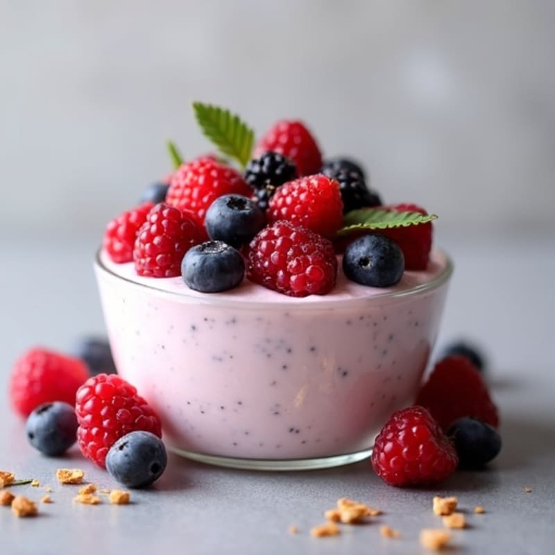 Greek Yogurt Protein Mousse with Mixed Berries