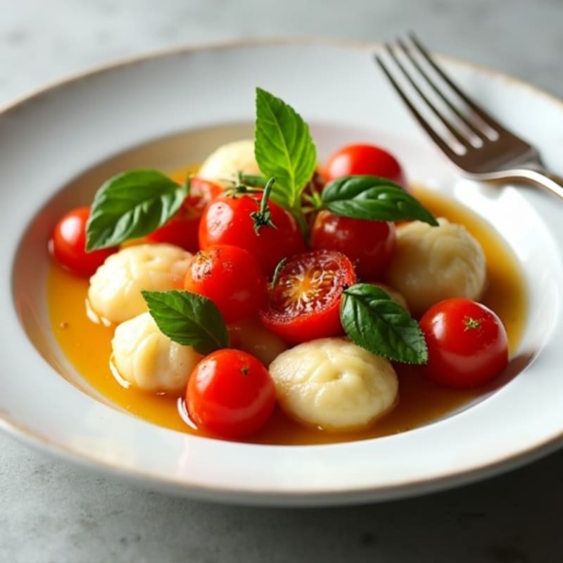 Soft Ricotta Gnocchi with Blistered Tomatoes and Fresh Basil