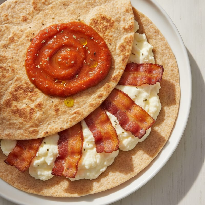 Crispy Egg White and Turkey Bacon Breakfast Wrap