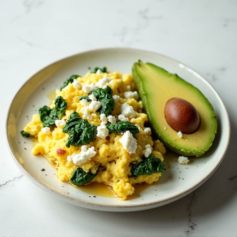 Egg White and Spinach Scramble with Feta
