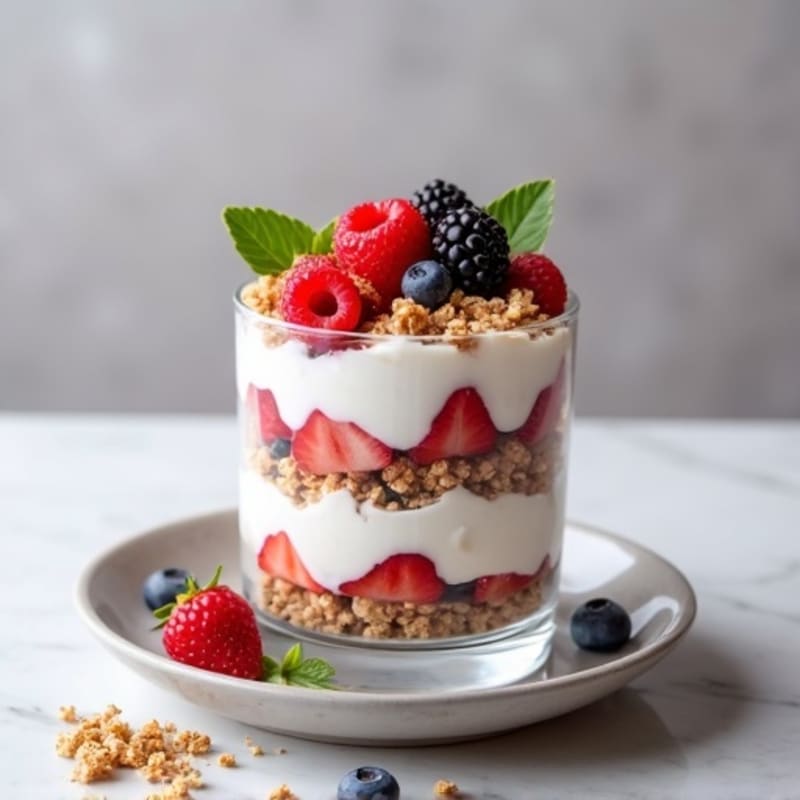 Greek Yogurt Protein Parfait with Mixed Berries