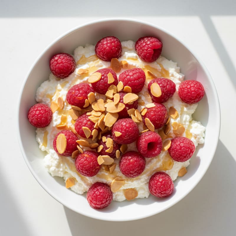 Cottage Cheese Protein Bowl with Mixed Berries and Almonds