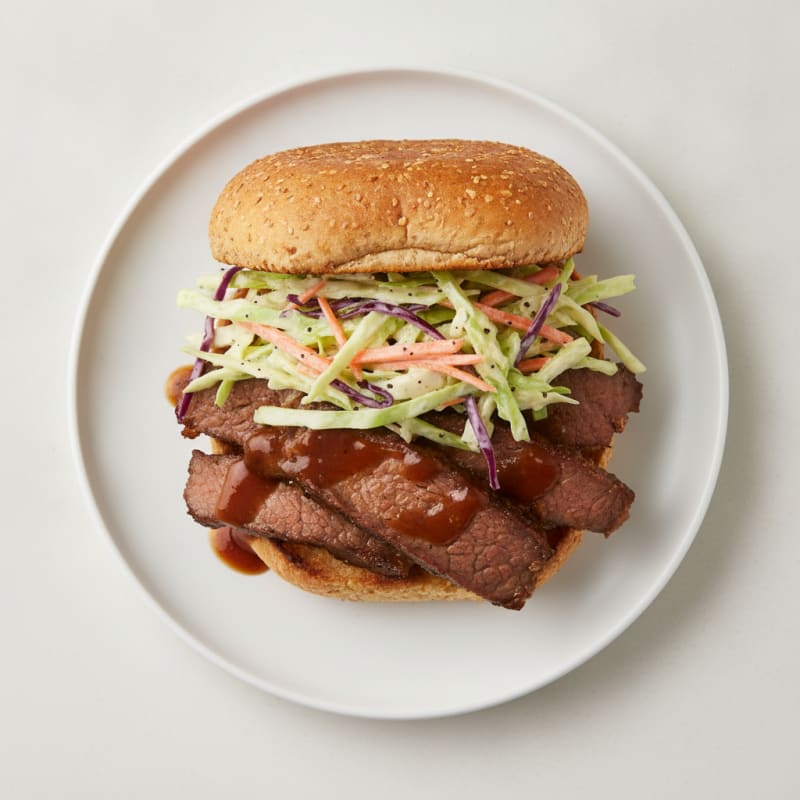Smoky Brisket Sandwich with Tangy Slaw