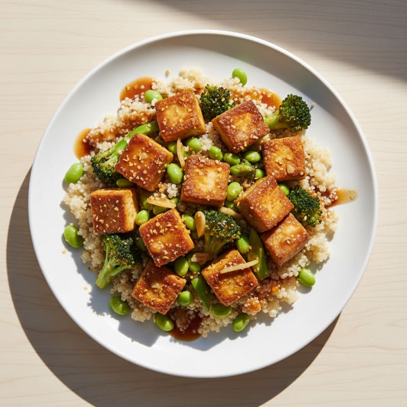 Crispy Tofu Stir Fry with Broccoli and Quinoa