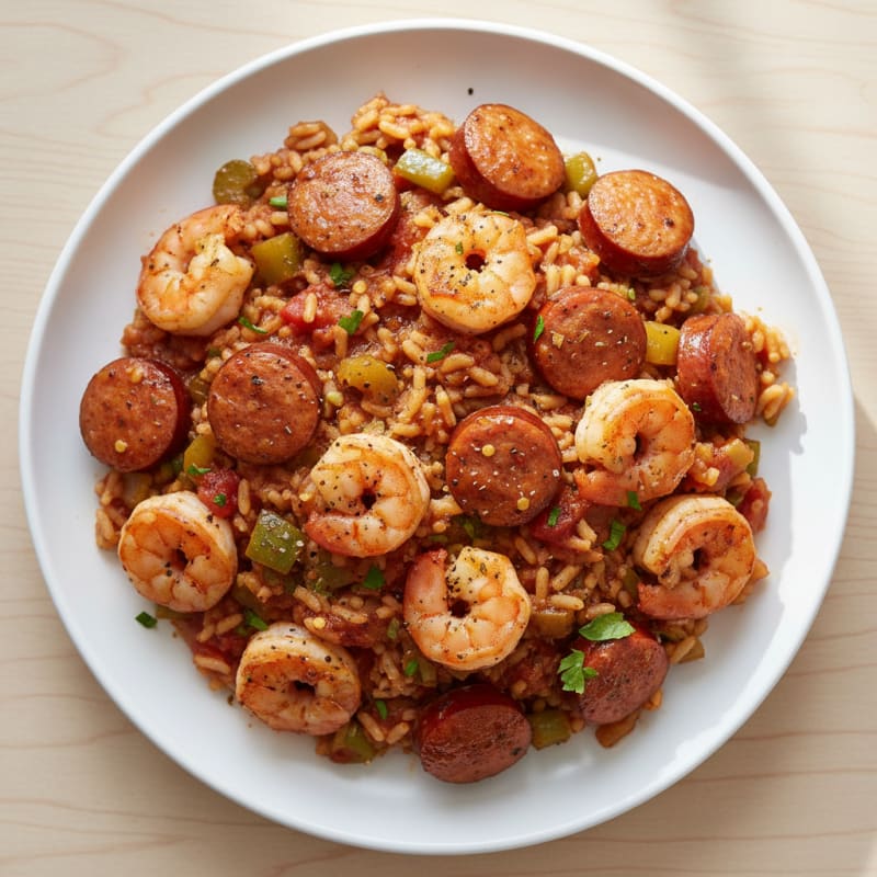 Smoky Chicken Sausage and Shrimp Jambalaya