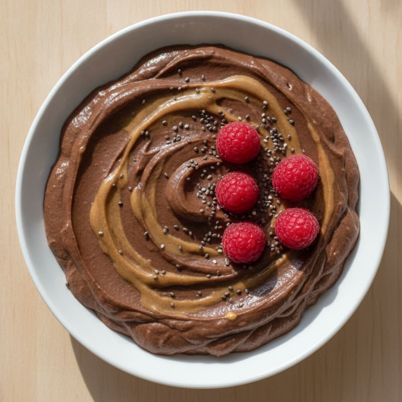 Silky Chocolate Protein Pudding with Almond Butter Swirl