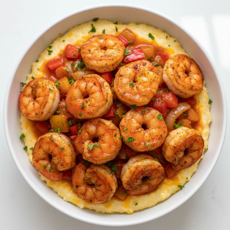 Cajun Shrimp with Creamy Cheddar Grits