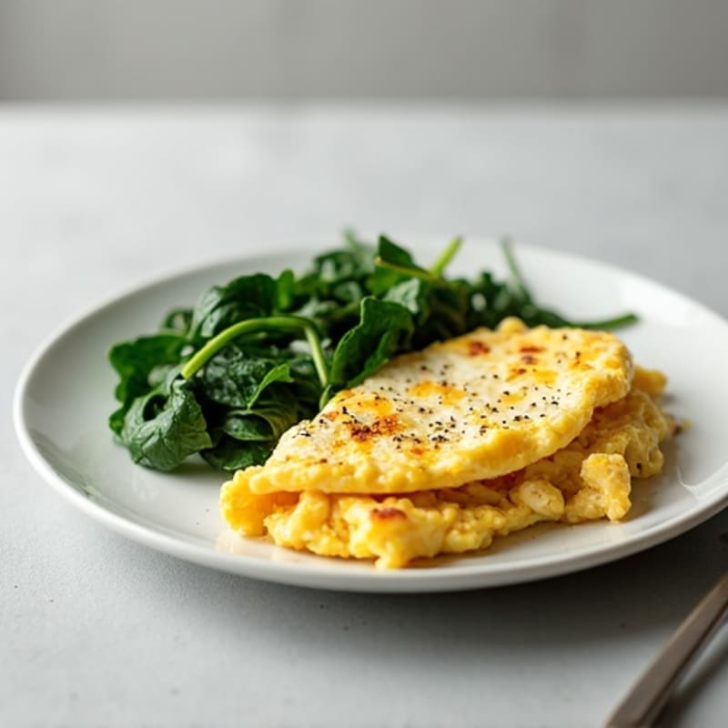 Egg White Scramble with Turkey Breast and Sautéed Spinach
