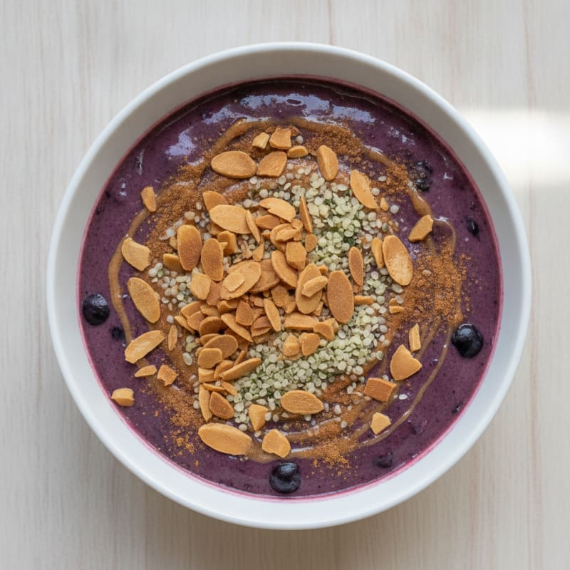 Blueberry Almond Protein Smoothie Bowl