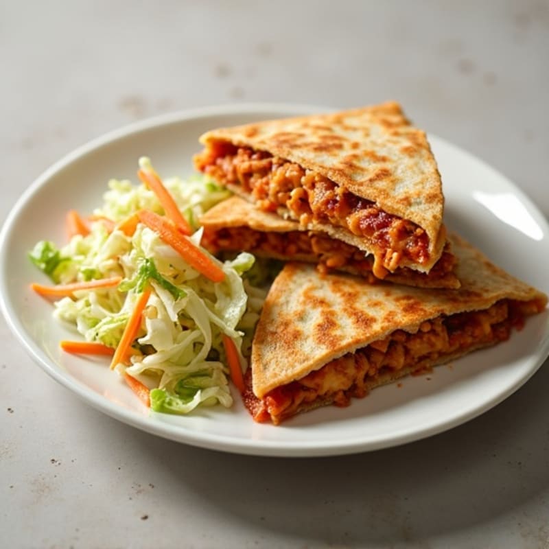 BBQ Chicken Crispy Quesadilla with Fresh Slaw