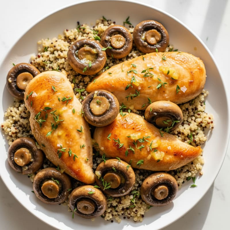 Golden Garlic Butter Roasted Mushrooms and Chicken
