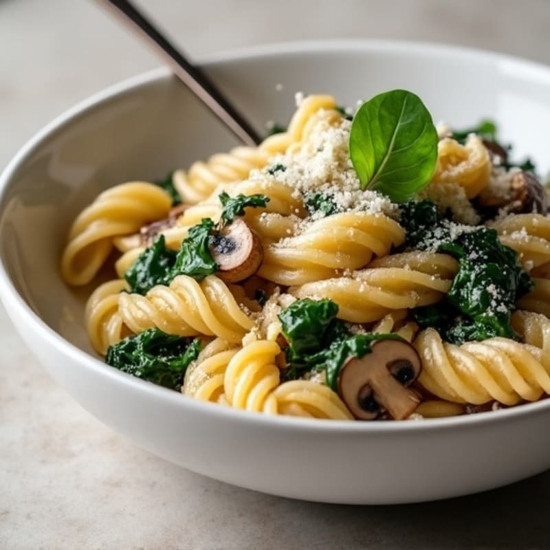 Creamy Mushroom Truffle Pasta with Spinach