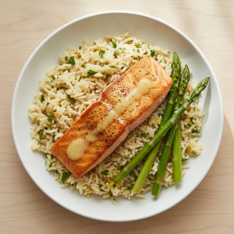 Pan-Seared Salmon with Lemon-Herb Rice