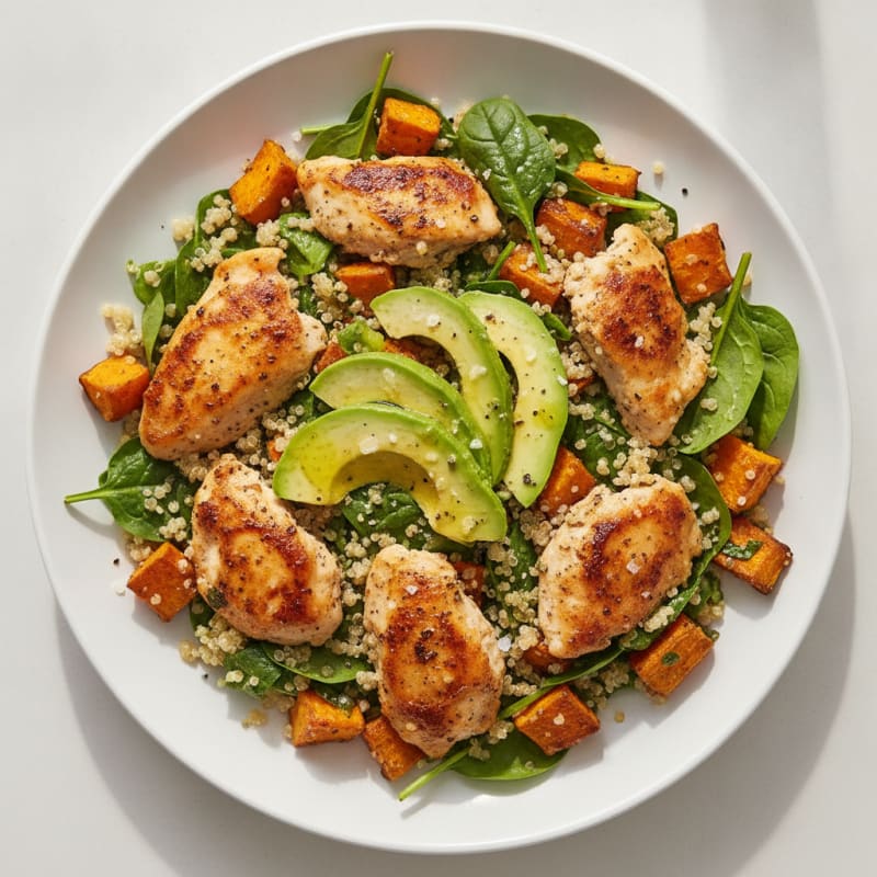 Roasted Sweet Potato and Avocado Quinoa Bowl