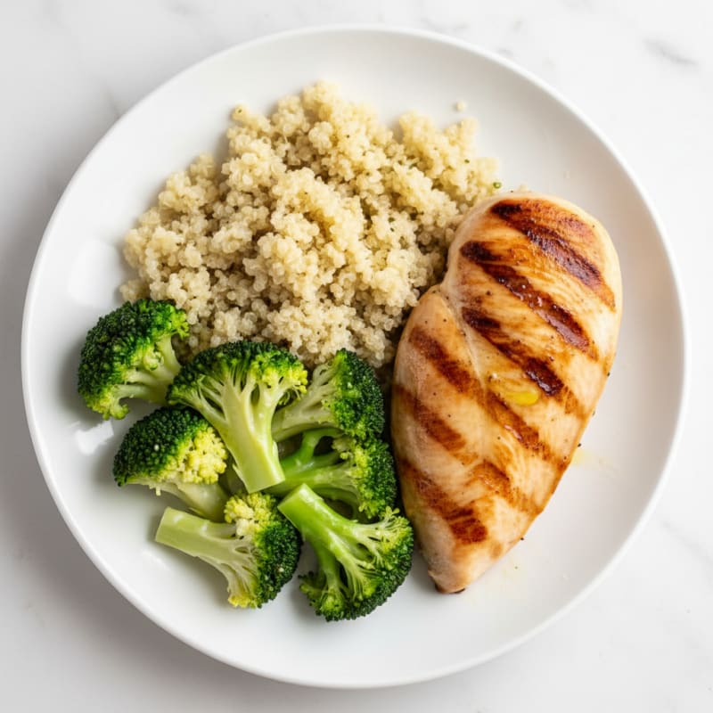 Grilled Chicken Breast with Quinoa and Steamed Broccoli