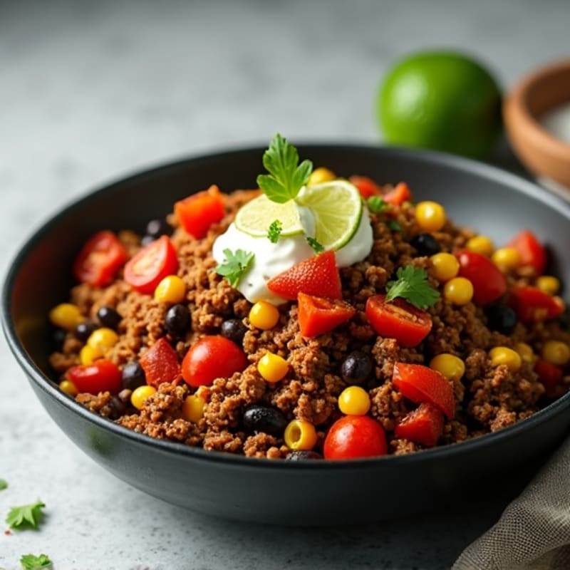 Spicy Lime-Cumin Ground Beef Taco Skillet