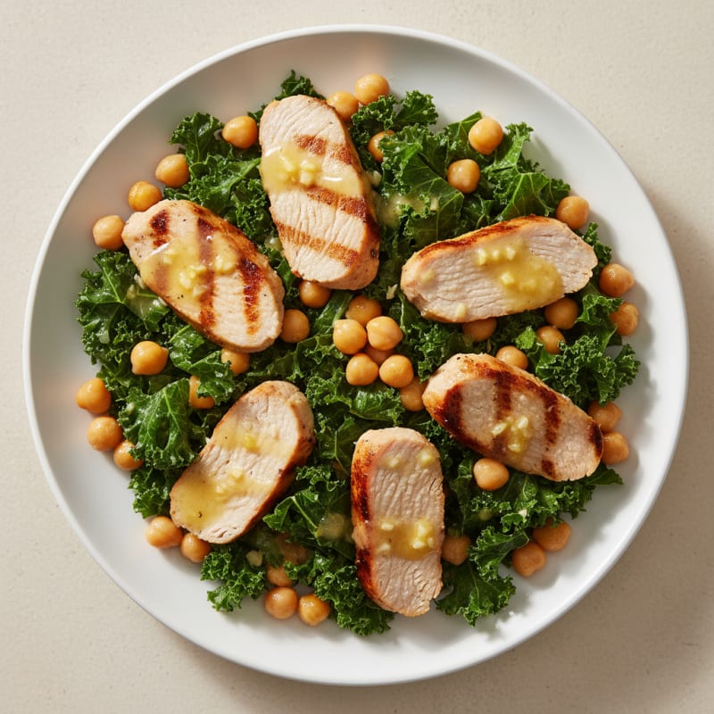 Grilled Turkey Breast Salad with Chickpeas and Crunchy Kale