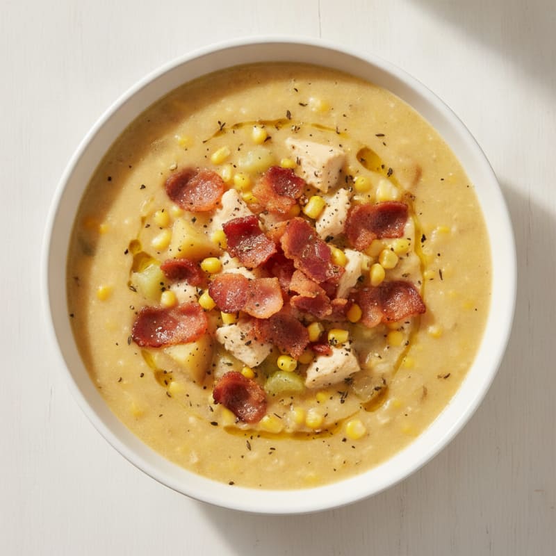 Sweet Corn Chowder with Crispy Bacon