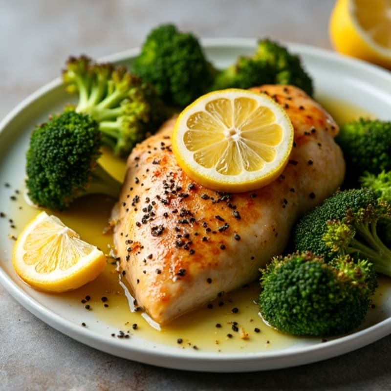 Sheet Pan Lemon Herb Roasted Chicken with Crispy Broccoli