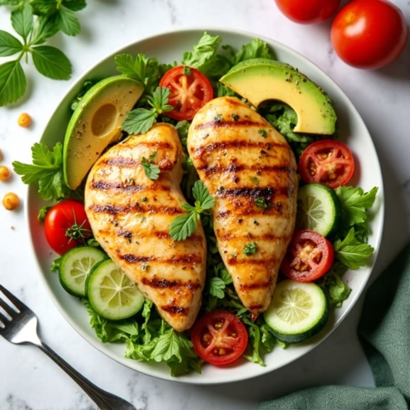 Lemon-Herb Grilled Chicken Fresh Salad with Crispy Vegetables