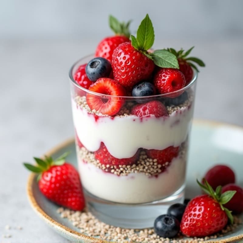 Creamy Greek Yogurt Parfait with Protein Powder and Mixed Berries
