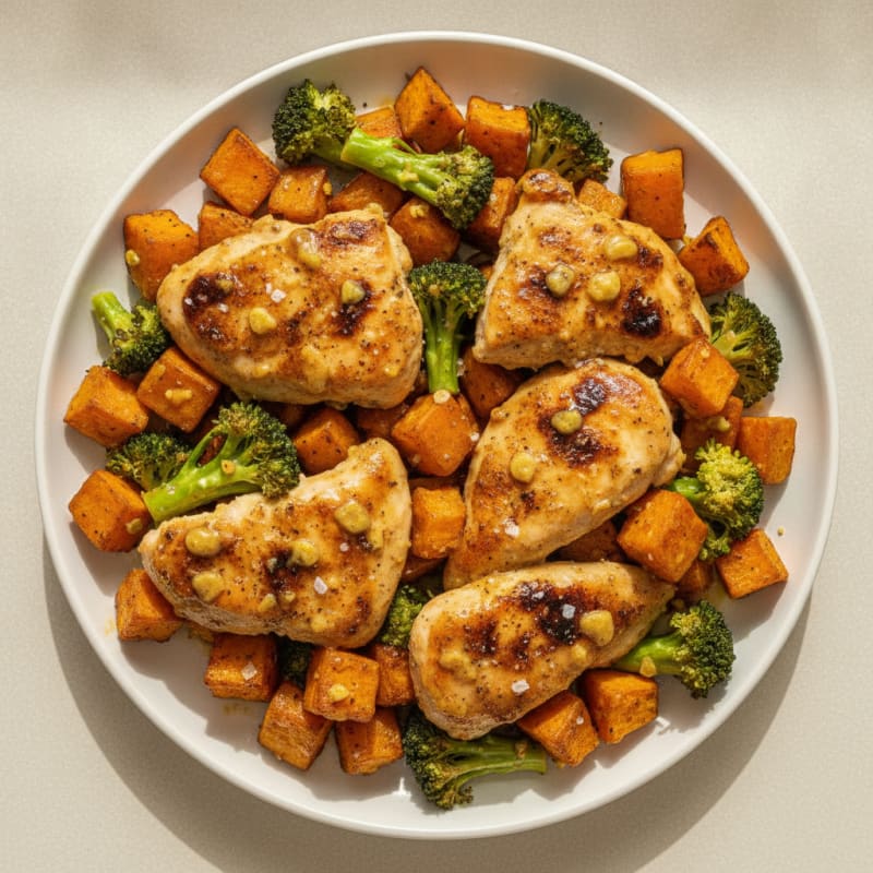 Sheet Pan Honey Mustard Chicken and Sweet Potatoes