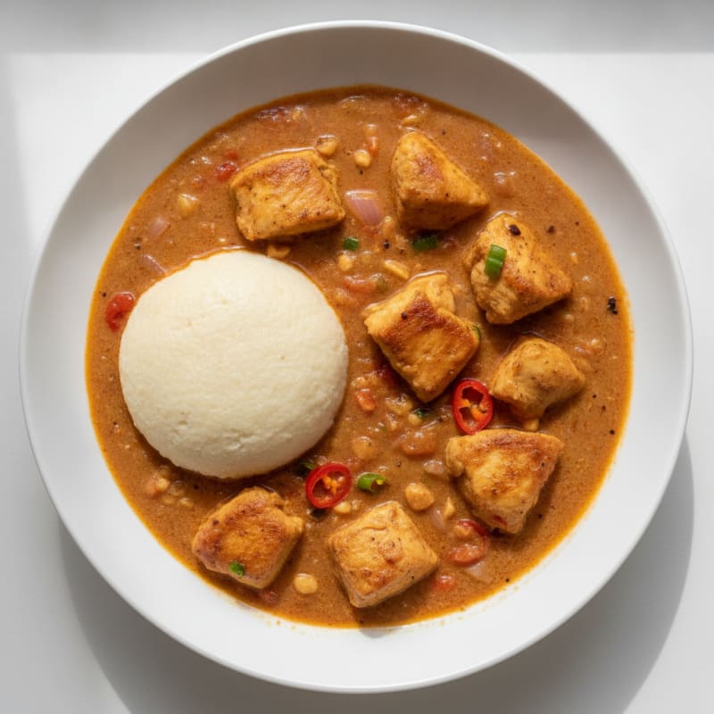 Groundnut Chicken Stew with Fufu
