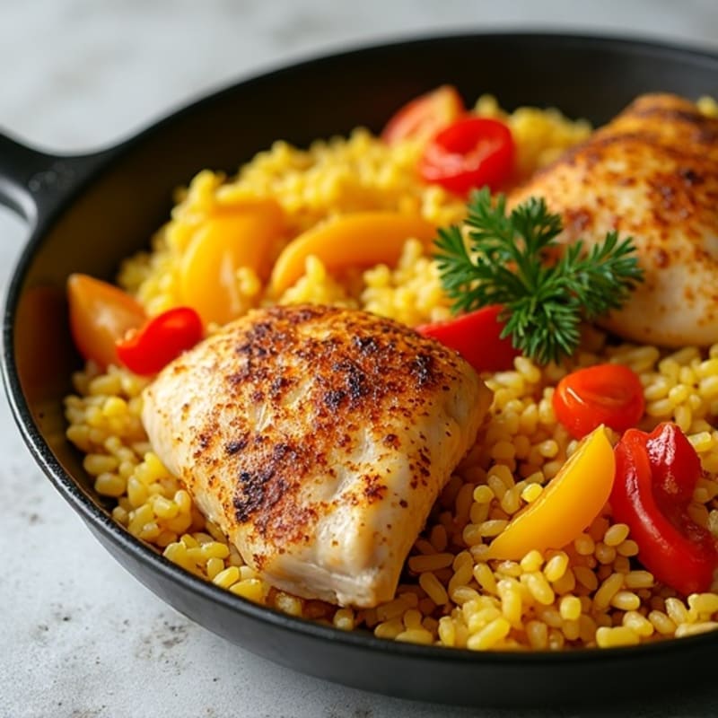 Saffron-Spiced Chicken and Yellow Rice Skillet