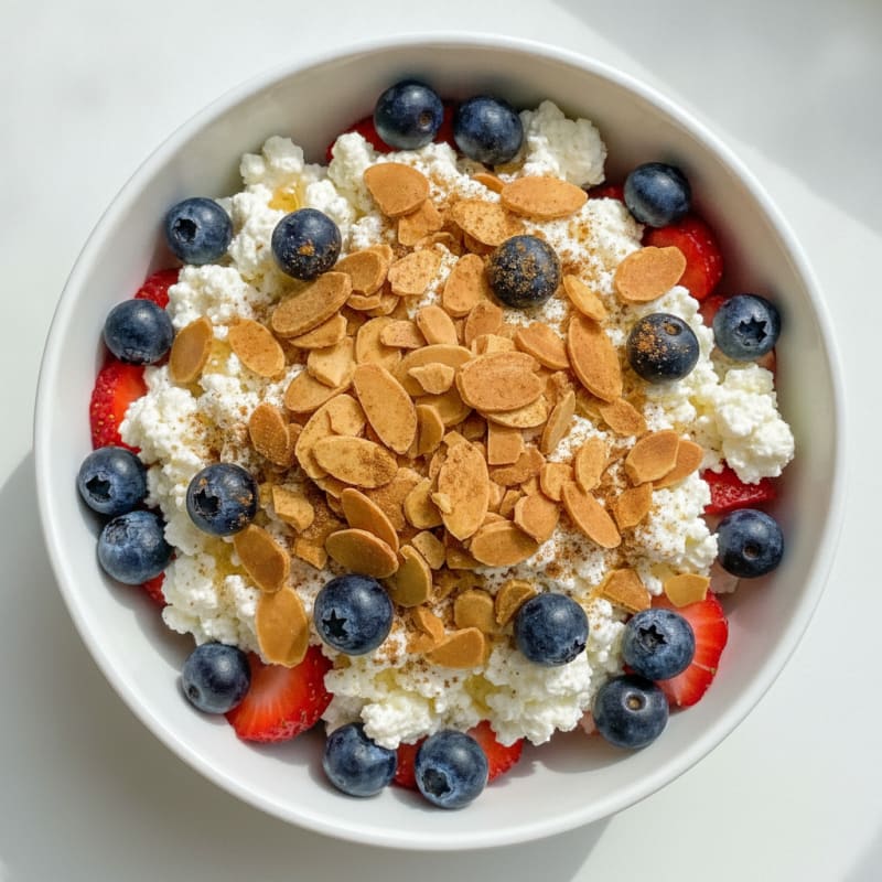 Cottage Cheese Berry Parfait with Almonds