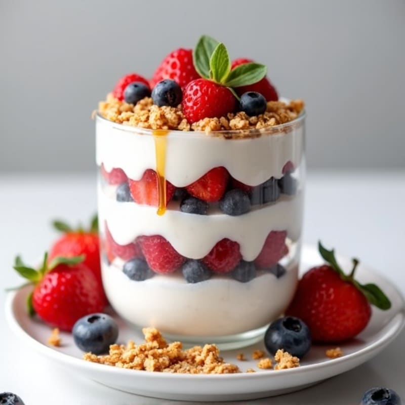 Greek Yogurt Protein Parfait with Mixed Berries and Almonds
