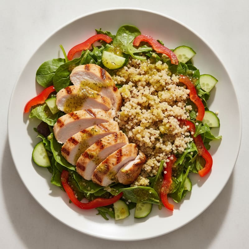 Grilled Turkey Breast Salad with Quinoa and Crunchy Vegetables