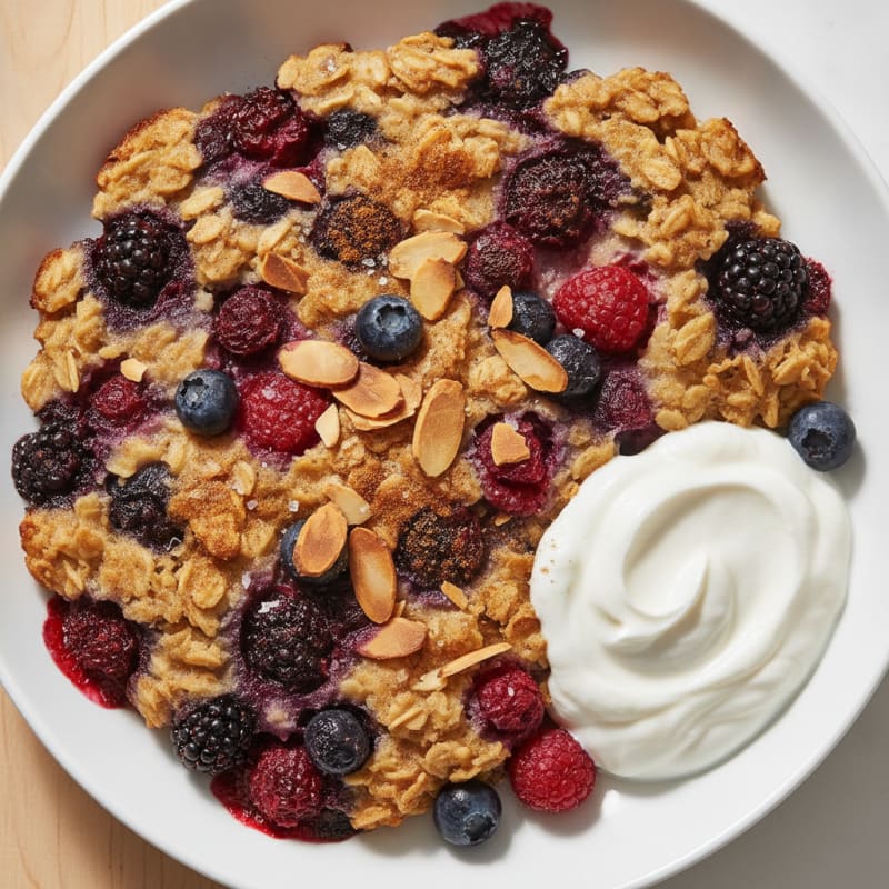 Baked Berry Oatmeal with Toasted Almonds