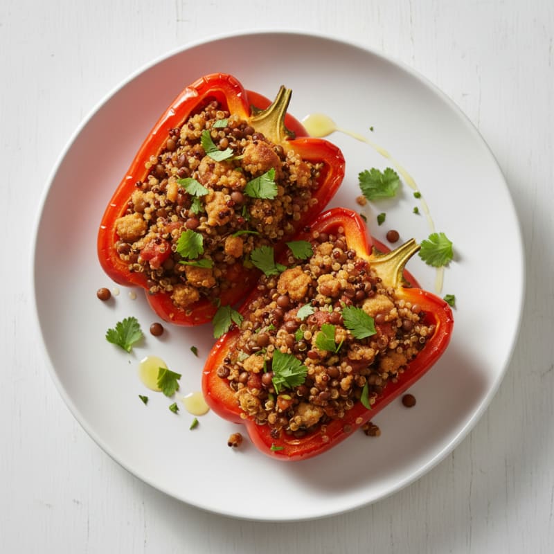 Lentil and Quinoa Stuffed Bell Peppers with Fresh Herbs