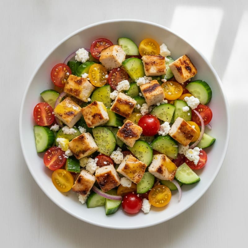 High-Protein Tomato Feta Cucumber Salad