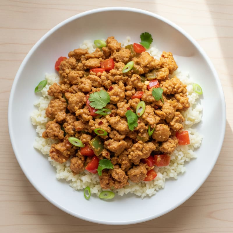Spicy Ground Turkey Cauliflower Rice Bowl
