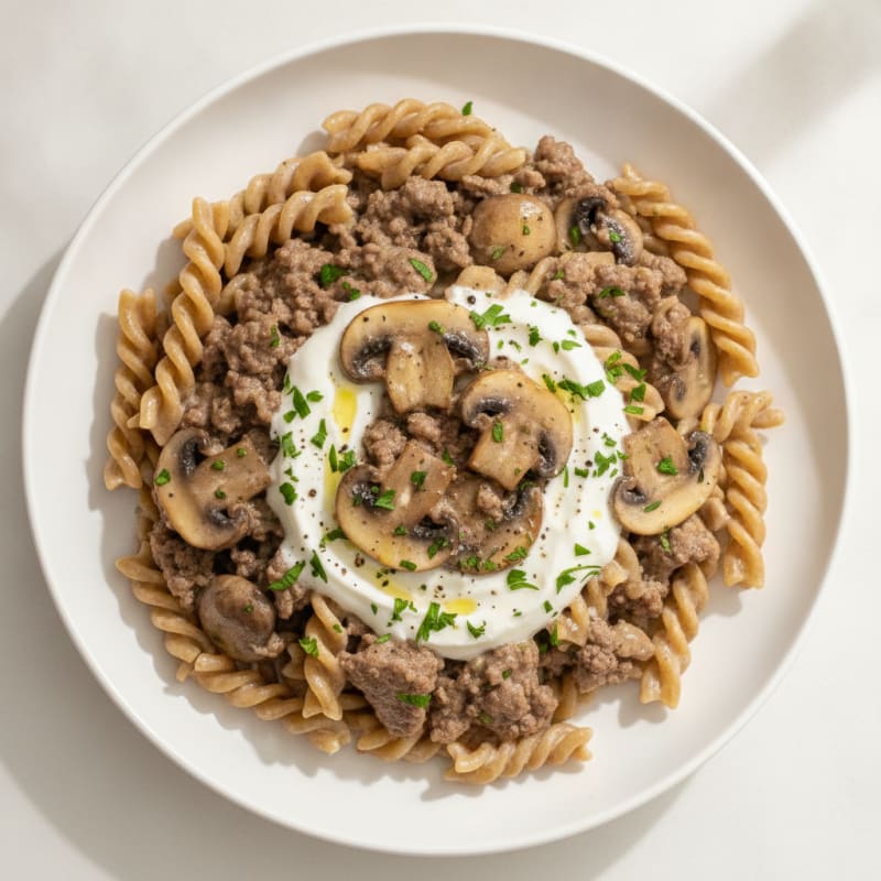 Savory Ground Beef Stroganoff with Mushrooms