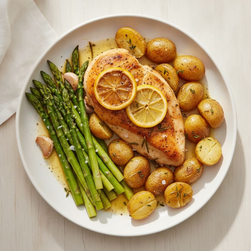 Lemon-Herb Roasted Chicken with Asparagus