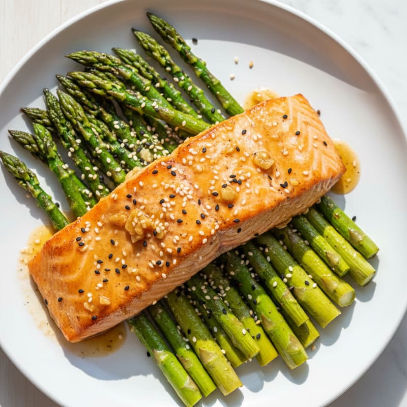 Golden Teriyaki-Glazed Salmon with Roasted Asparagus