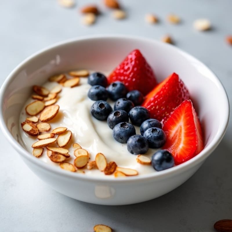 Silky Protein Berry Yogurt Bowl with Almonds