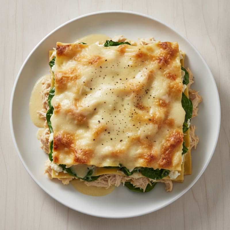 Chicken and Spinach Lasagna with Bechamel Sauce