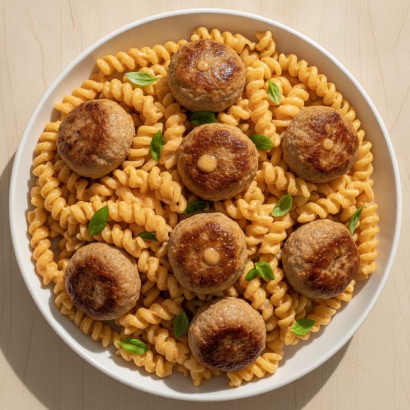 Meatball Pasta with Savory Vodka Sauce