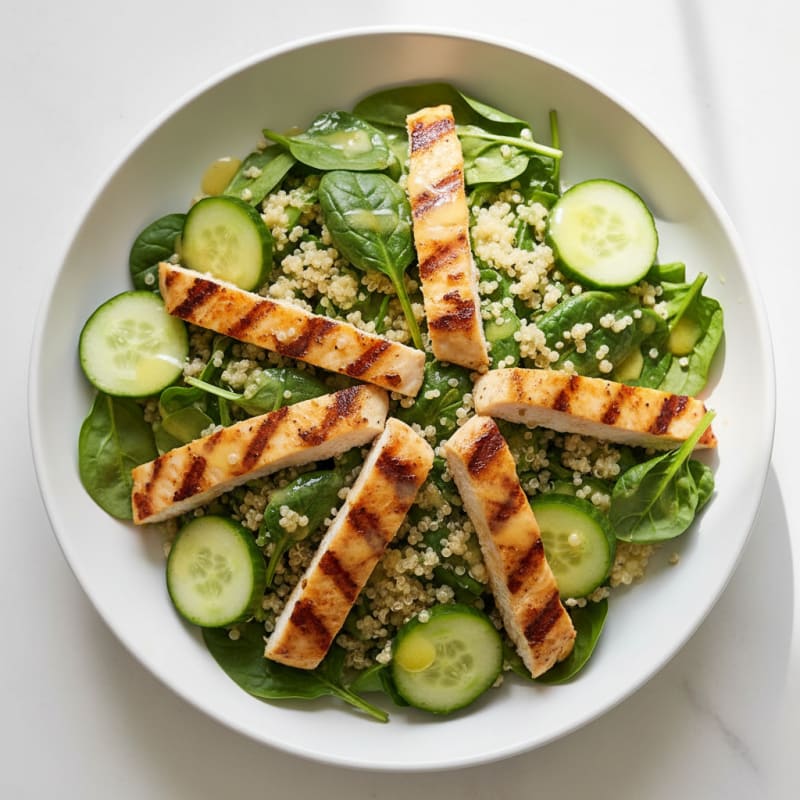 Chicken and Quinoa Salad with Spinach and Lemon Vinaigrette