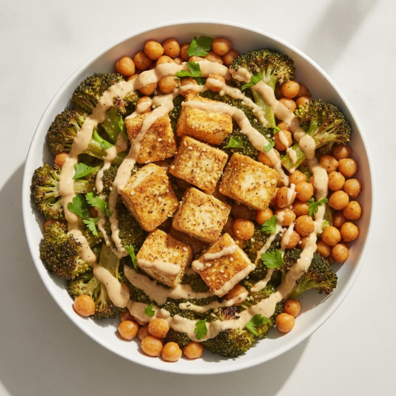 Roasted Vegetable Buddha Bowl with Tahini Dressing