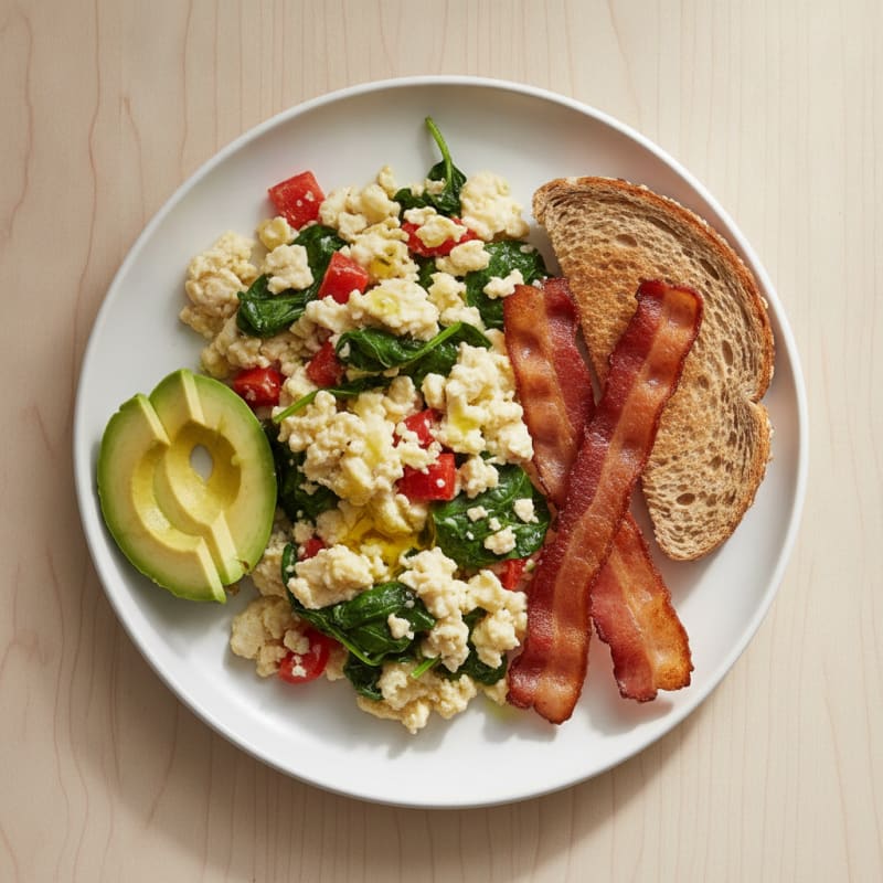 Egg White Vegetable Scramble with Turkey Bacon